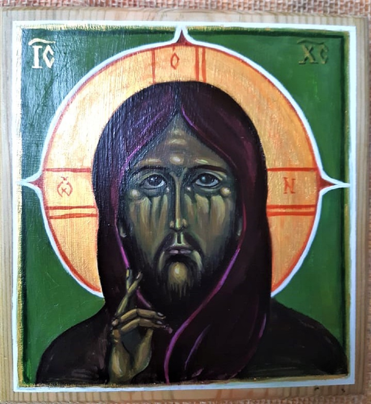Chrystus Pantokrator, tempera na desce 19/20 cm
