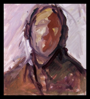 "Autoportret", akryl na papierze, 40/50 cm