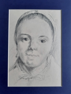portret wzorowany na obrazie, format A4, ołówek