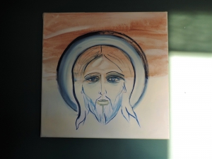 "Chrystus zimowy", tempera i akryl na płótnie, 50/50 cm