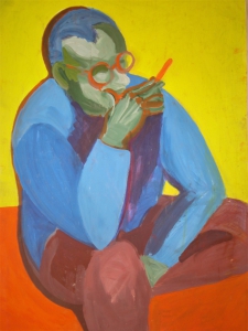 "Mężczyzna z papierosem", akryl na kartonie, 100/70 cm